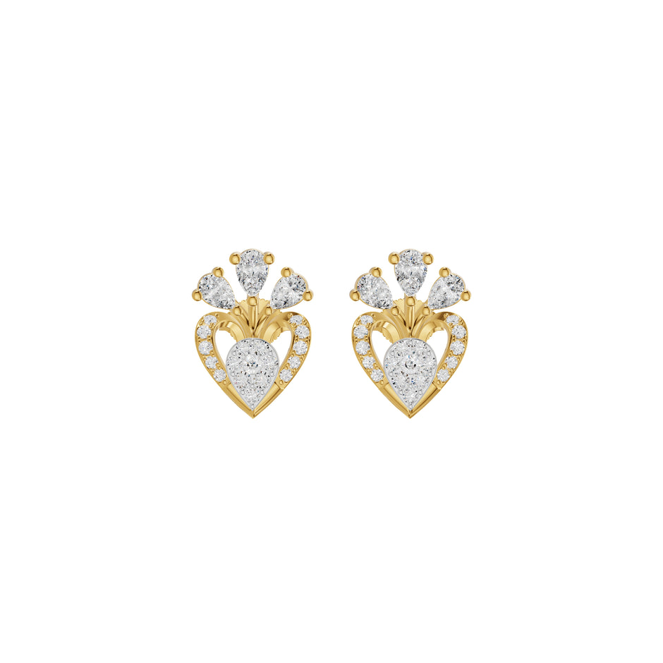 Three Spoke Diamond Stud Earrings