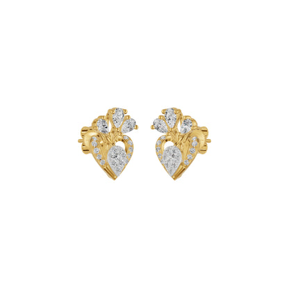 Three Spoke Diamond Stud Earrings