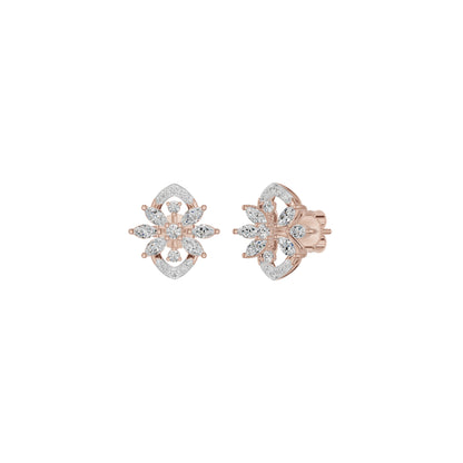 Twirling Star Marquise Round Diamond Stud Earrings 18 KT / Rose Gold