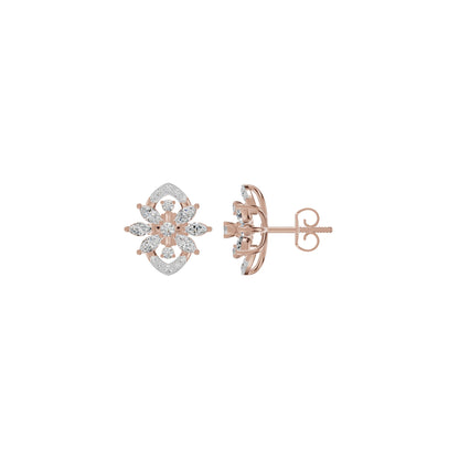 Twirling Star Marquise Round Diamond Stud Earrings 18 KT / Rose Gold