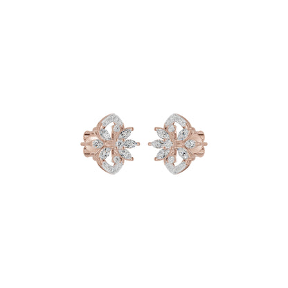 Twirling Star Marquise Round Diamond Stud Earrings 18 KT / Rose Gold