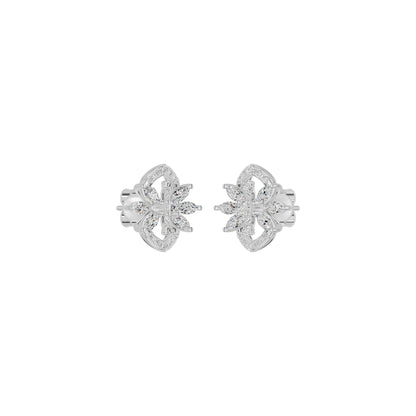 Twirling Star Marquise Round Diamond Stud Earrings 18 KT / White Gold