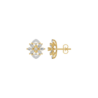 Twirling Star Marquise Round Diamond Stud Earrings 18 KT / Yellow Gold