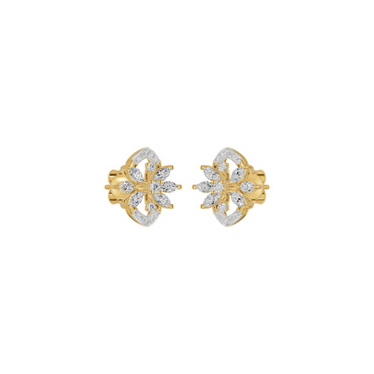 Twirling Star Marquise Round Diamond Stud Earrings 18 KT / Yellow Gold