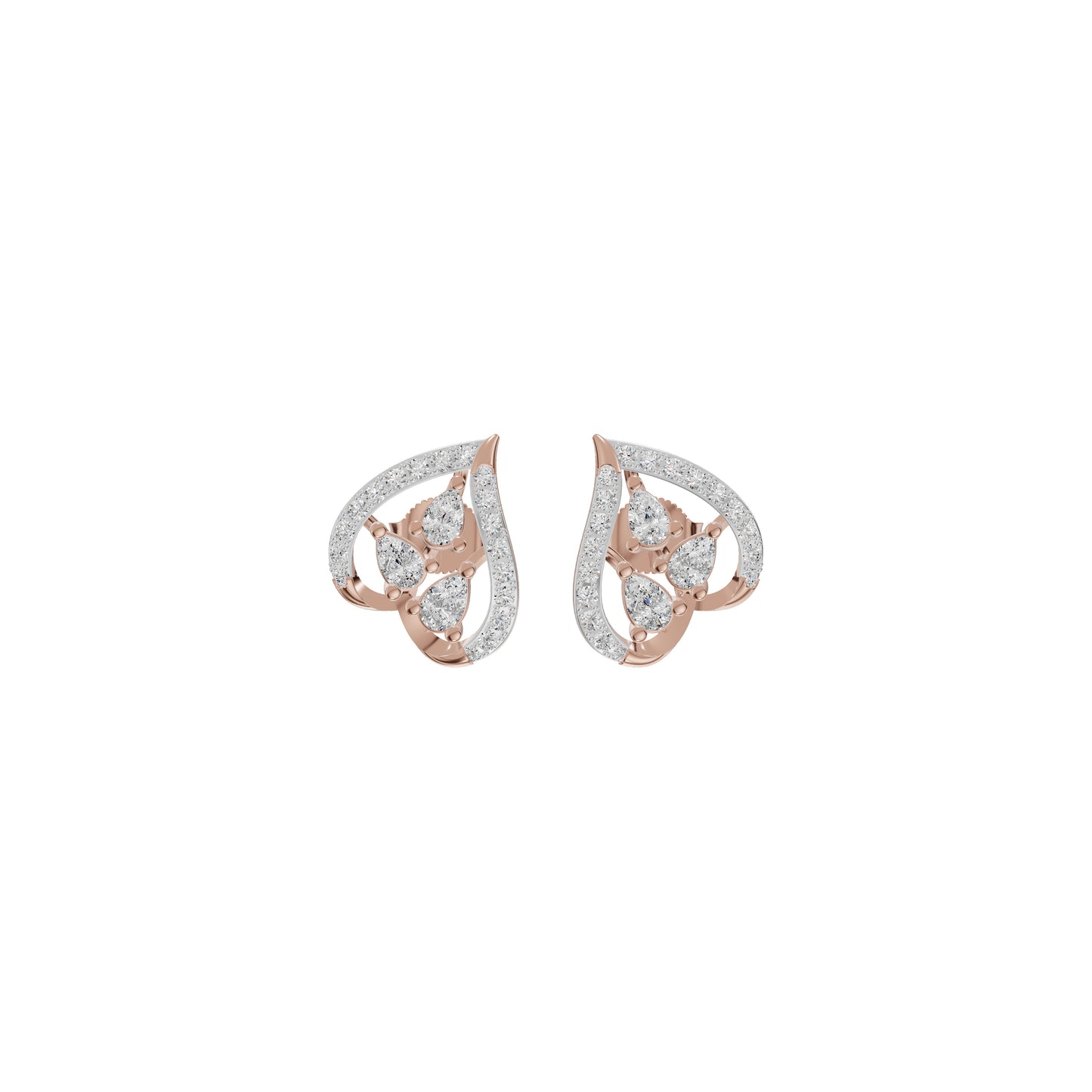 Pear of Heart Diamond Stud Earrings 18 KT / Rose Gold