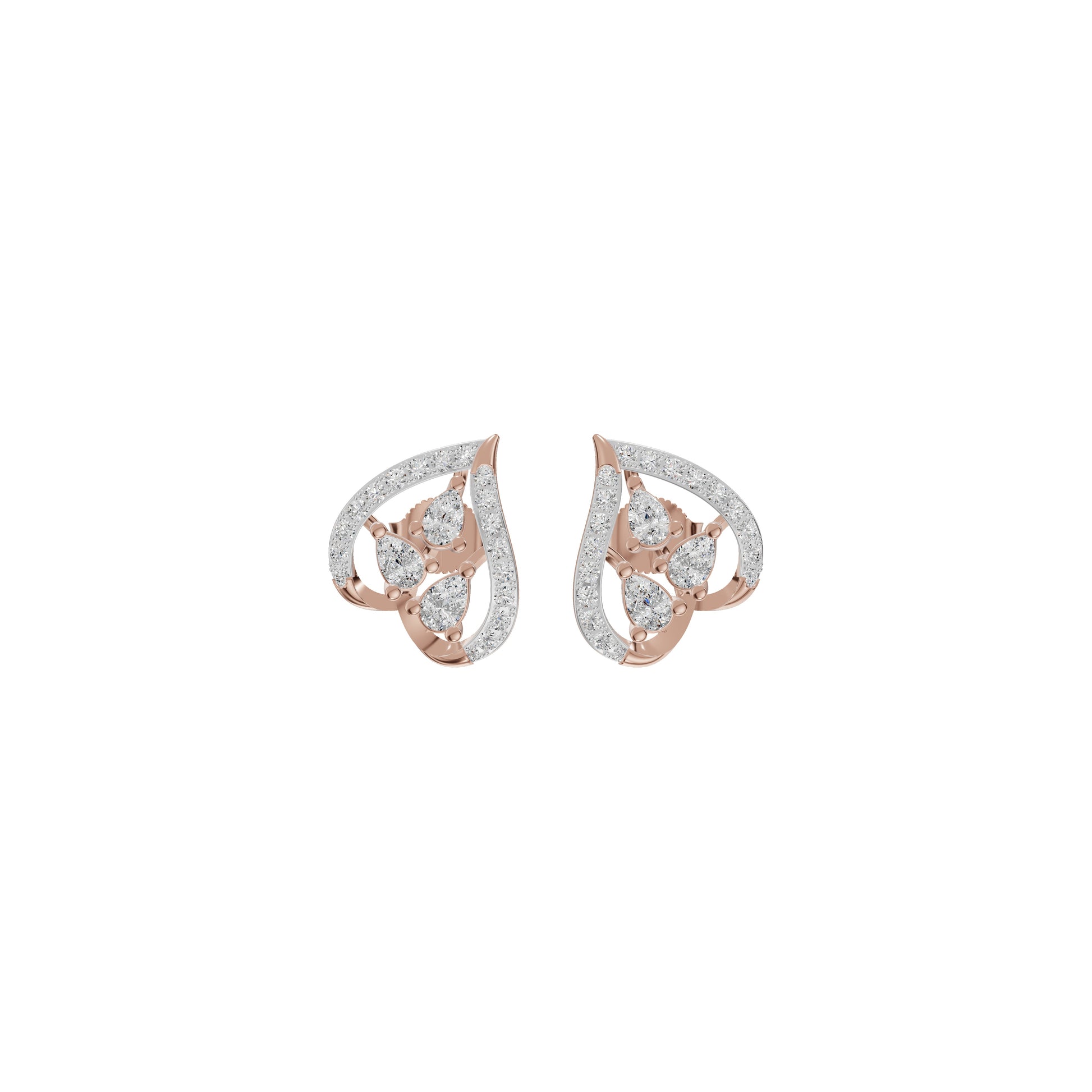 Pear of Heart Diamond Stud Earrings 18 KT / Rose Gold