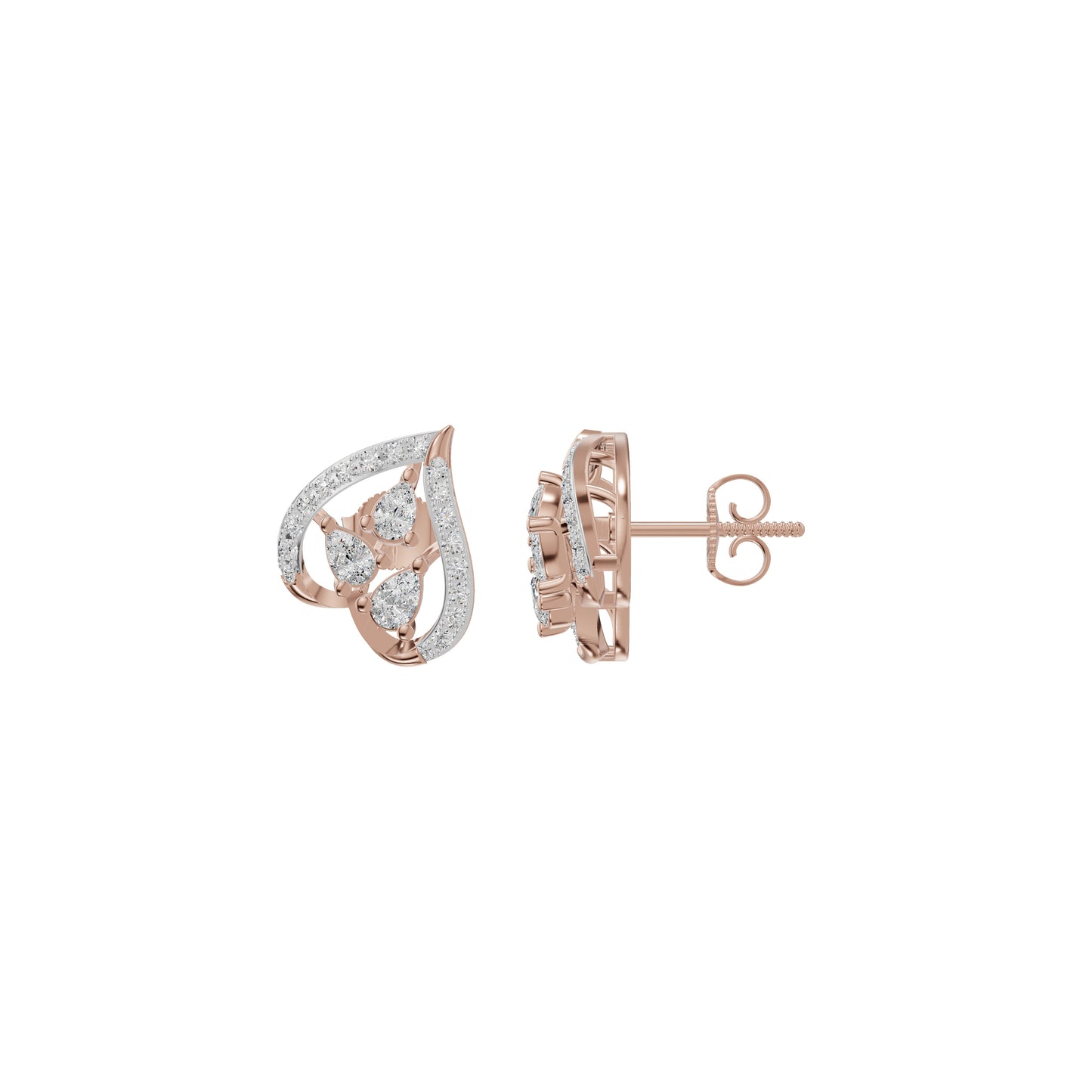 Pear of Heart Diamond Stud Earrings 18 KT / Rose Gold