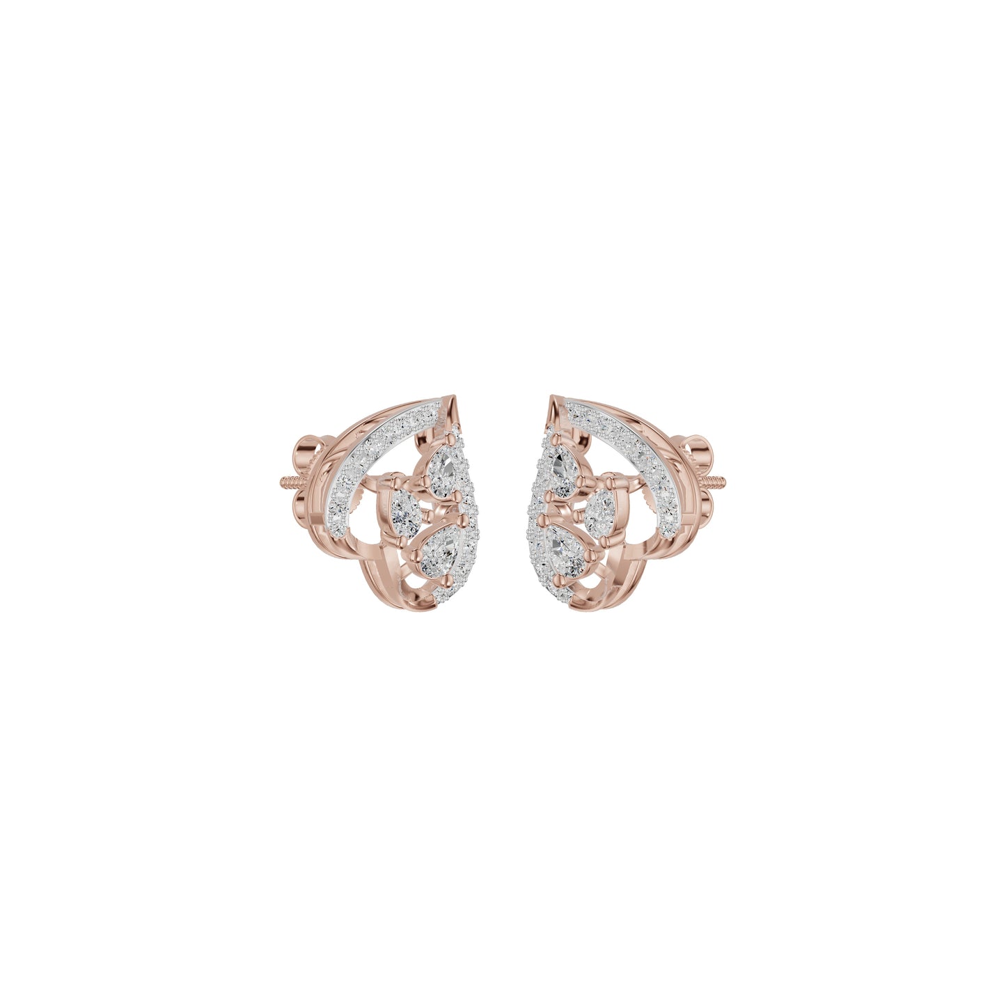 Pear of Heart Diamond Stud Earrings 18 KT / Rose Gold