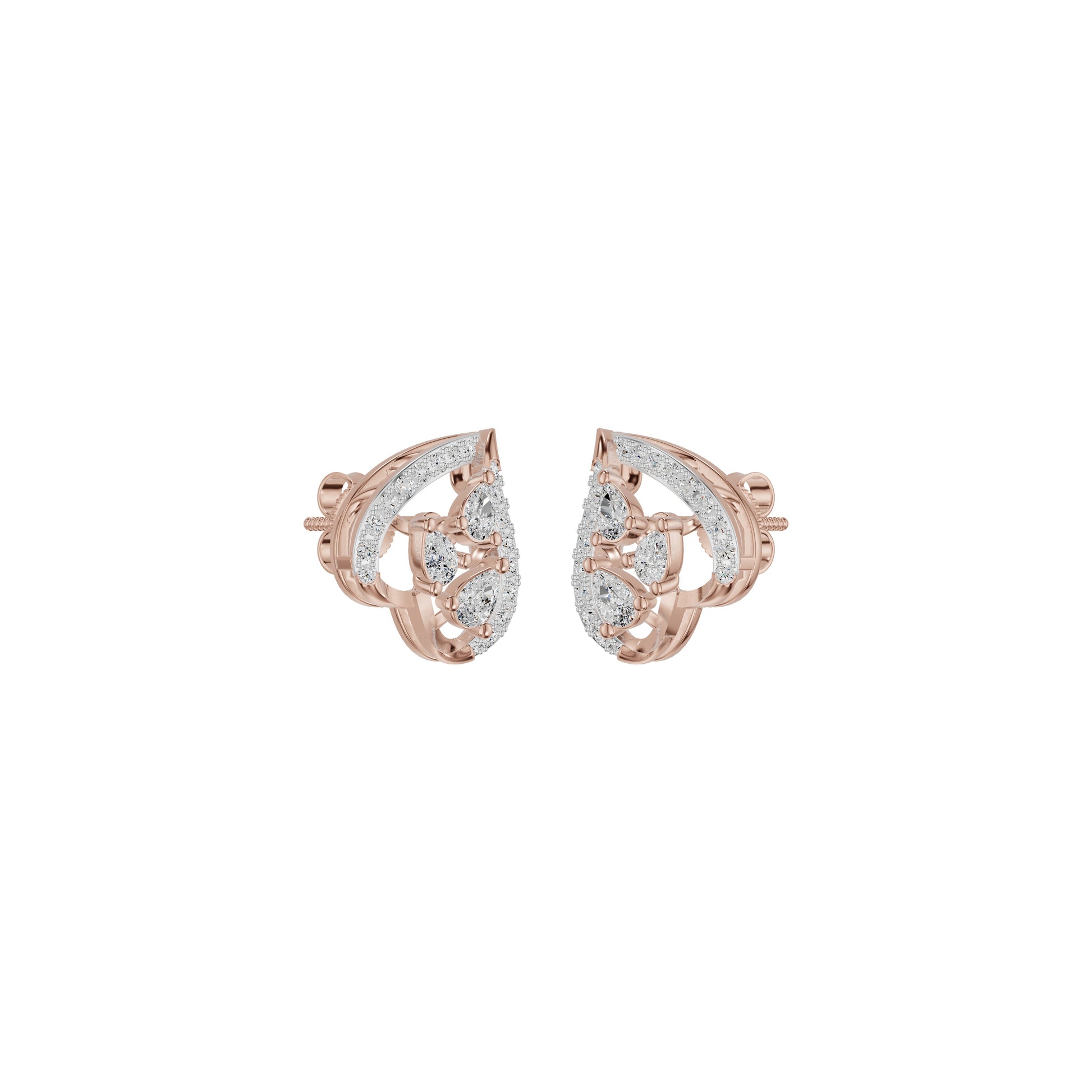 Pear of Heart Diamond Stud Earrings 18 KT / Rose Gold