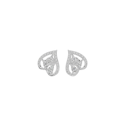 Pear of Heart Diamond Stud Earrings 18 KT / White Gold