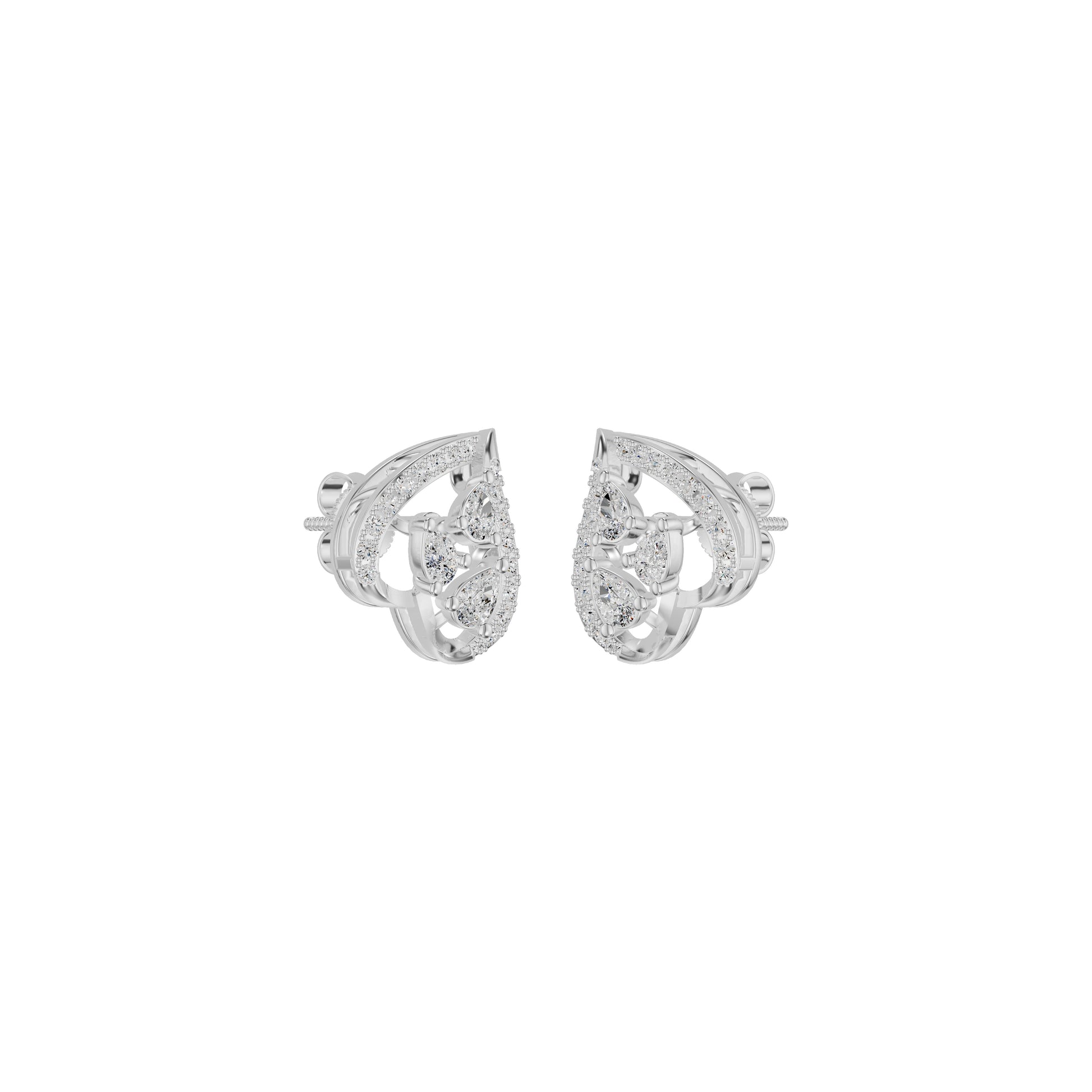 Pear of Heart Diamond Stud Earrings 18 KT / White Gold