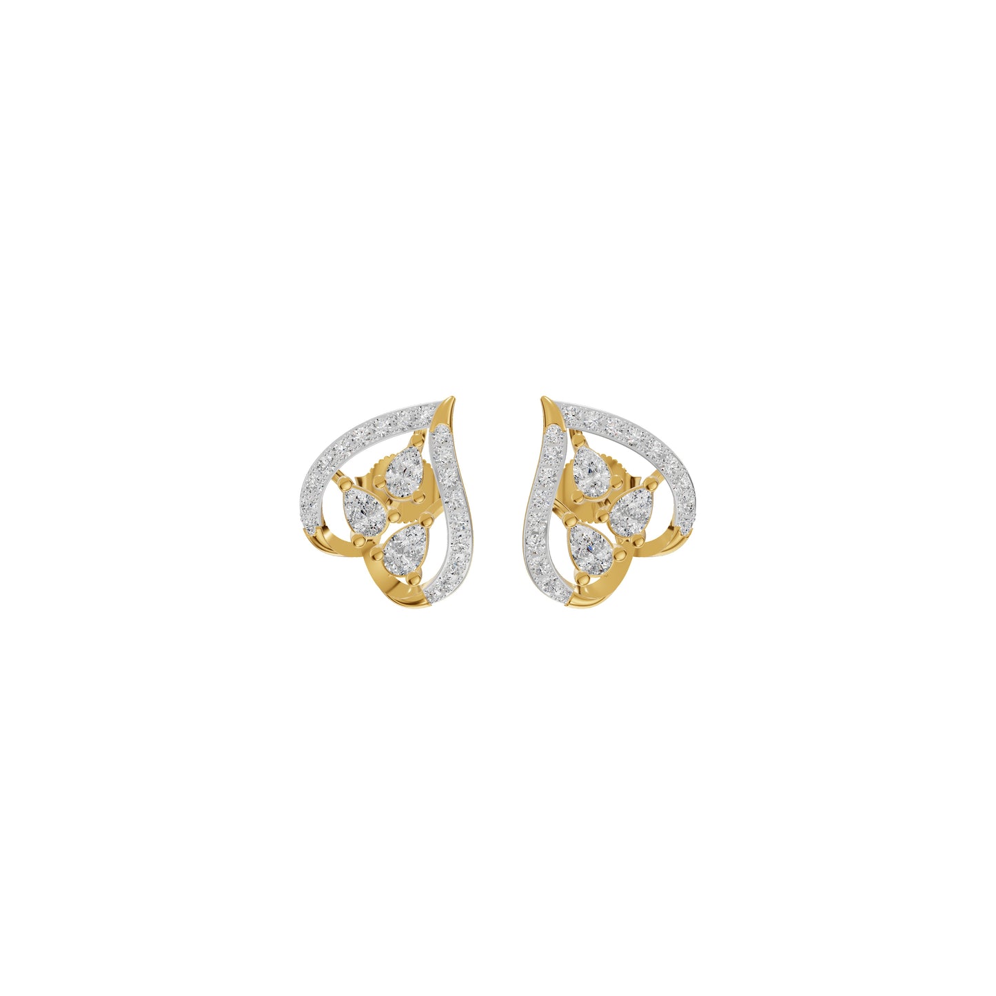 Pear of Heart Diamond Stud Earrings 18 KT / Yellow Gold