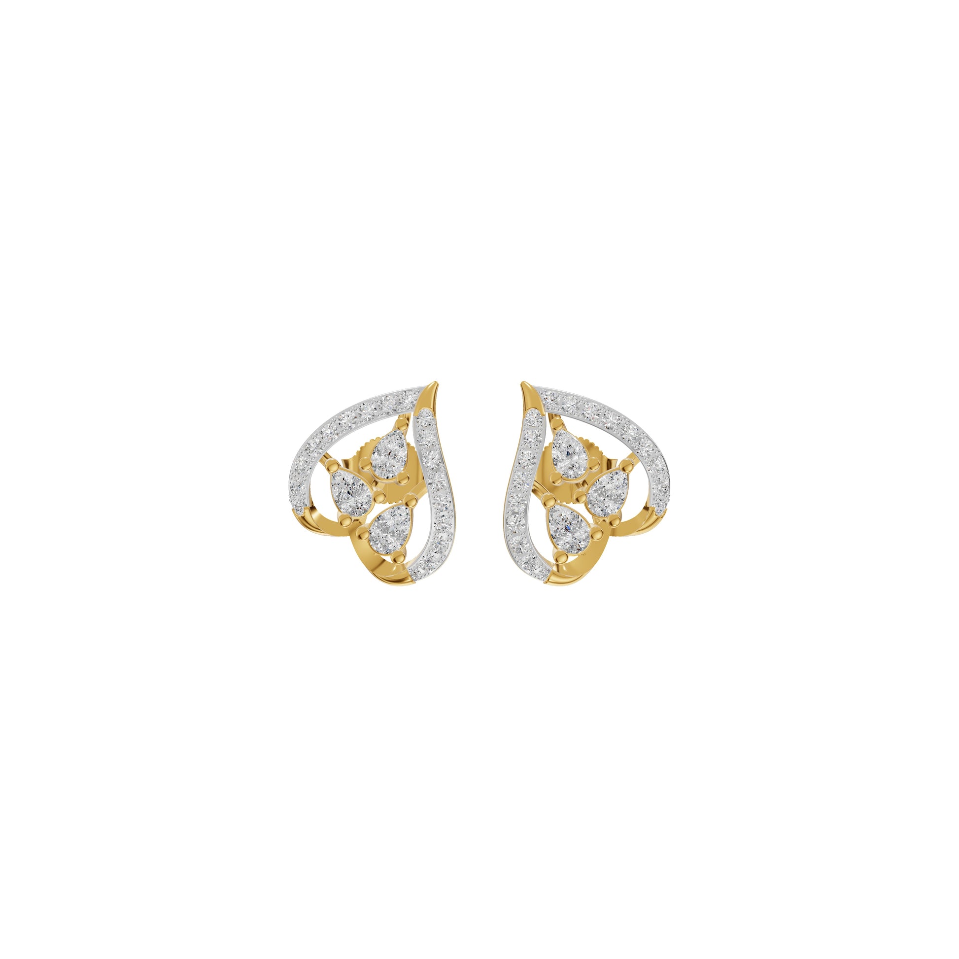 Pear of Heart Diamond Stud Earrings 18 KT / Yellow Gold