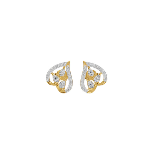 Pear of Heart Diamond Stud Earrings 18 KT / Yellow Gold