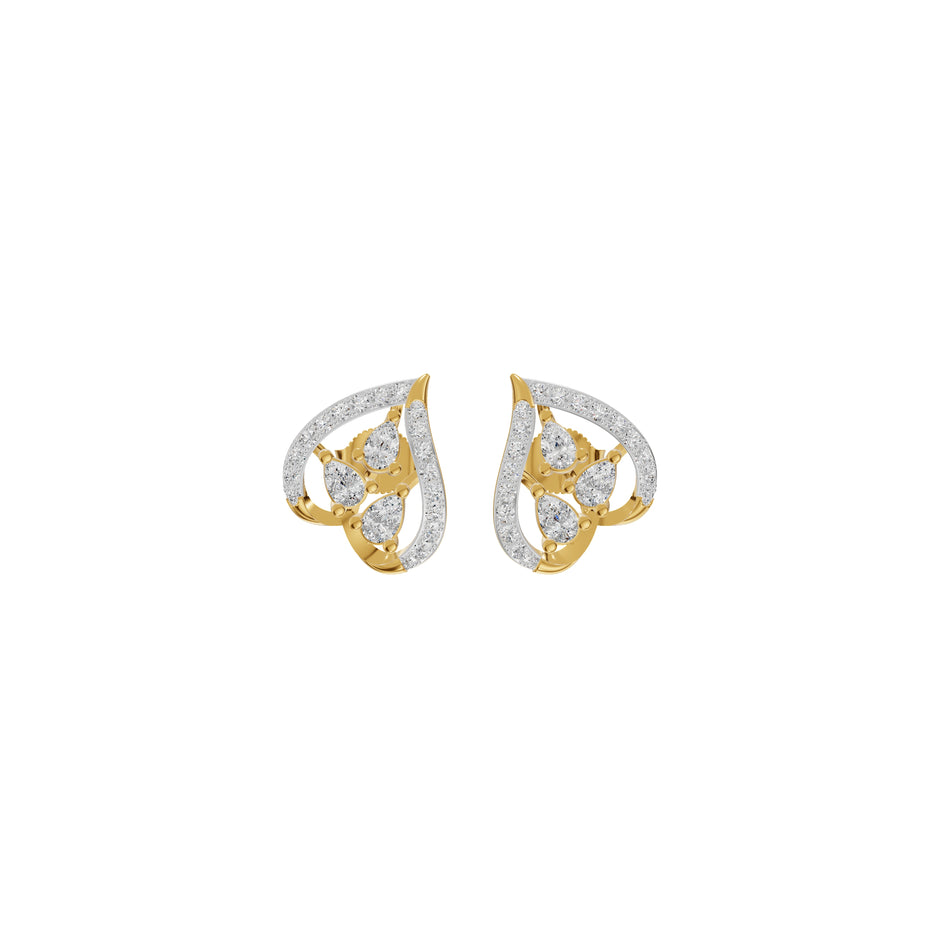 Pear of Heart Diamond Stud Earrings 18 KT / Yellow Gold