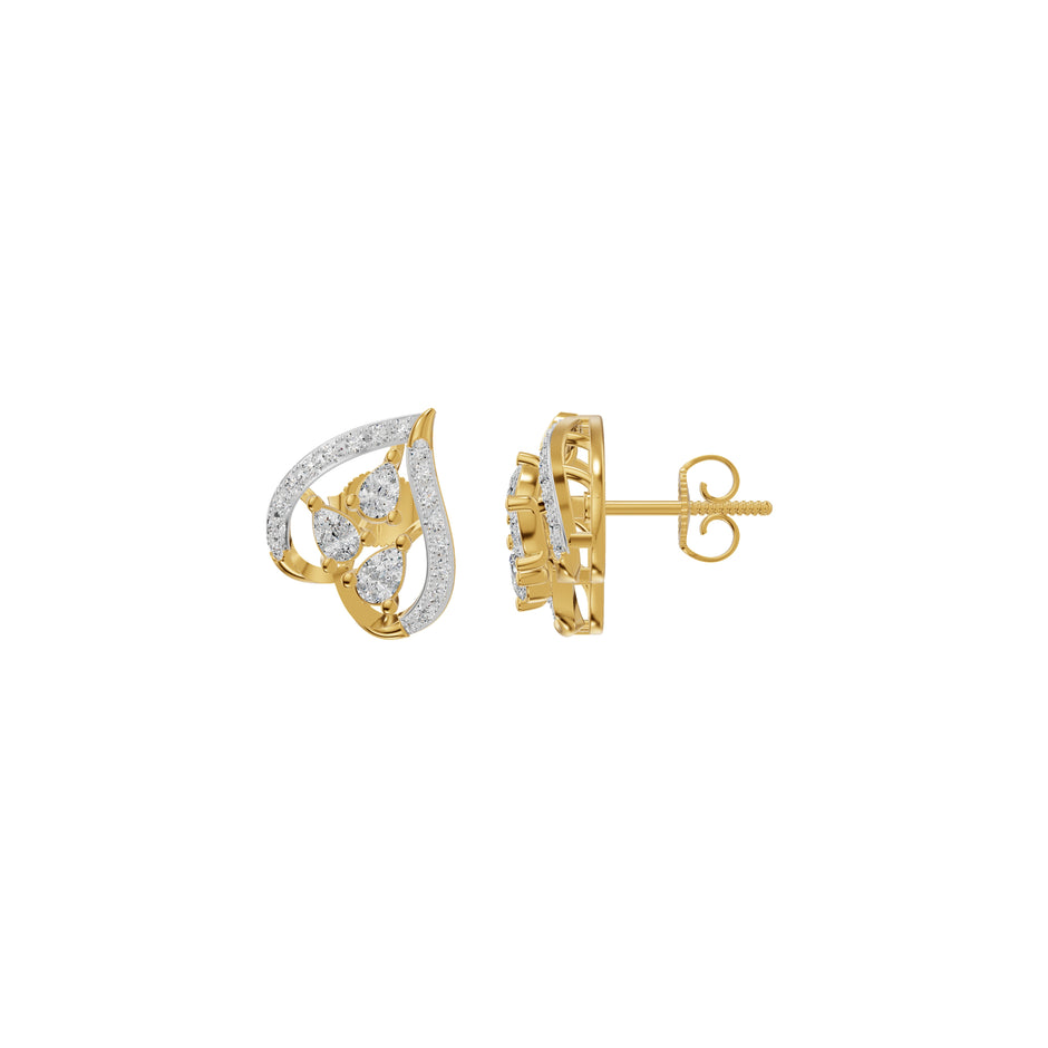 Pear of Heart Diamond Stud Earrings 18 KT / Yellow Gold