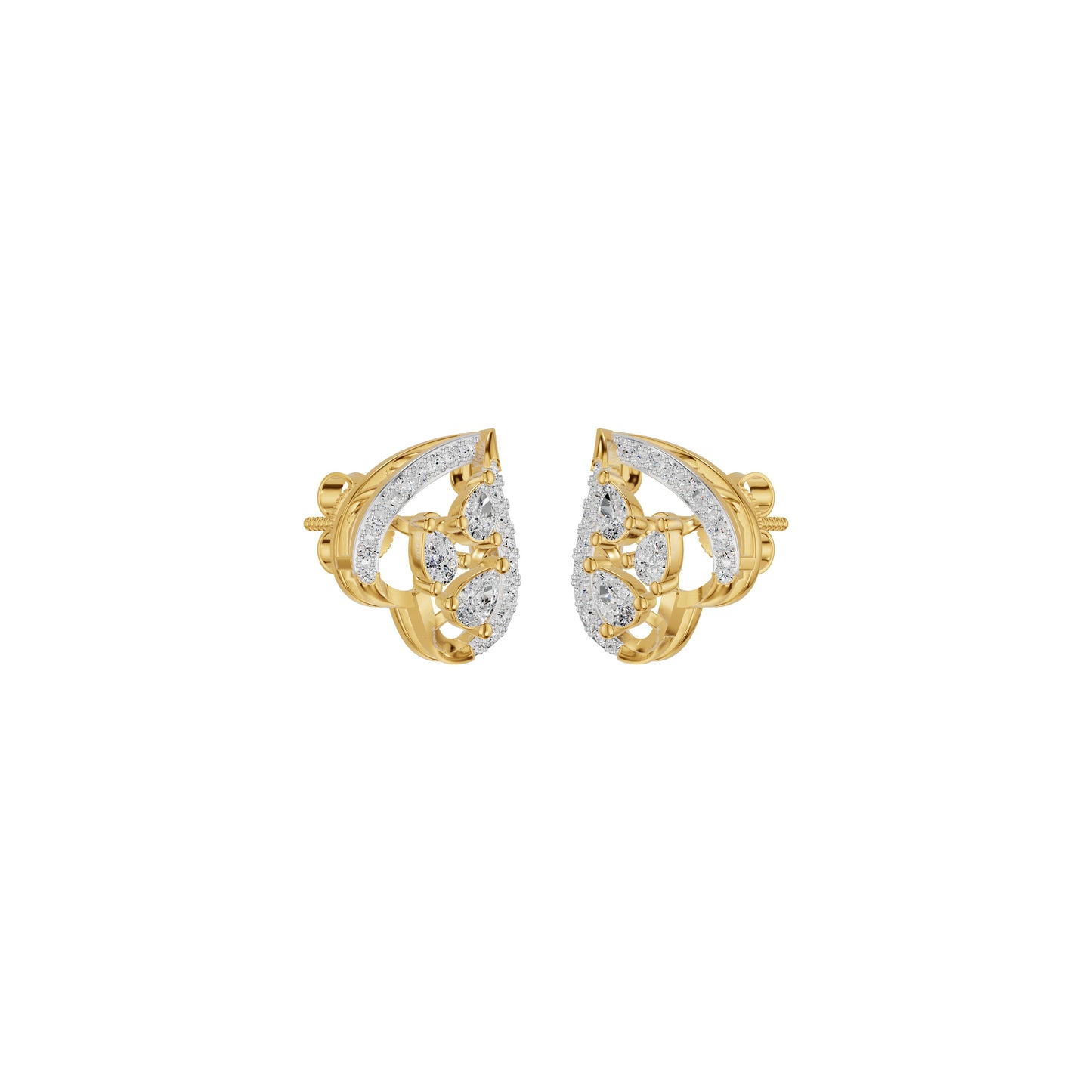 Pear of Heart Diamond Stud Earrings 18 KT / Yellow Gold