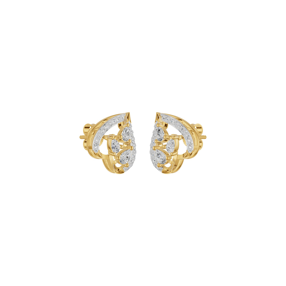 Pear of Heart Diamond Stud Earrings 18 KT / Yellow Gold