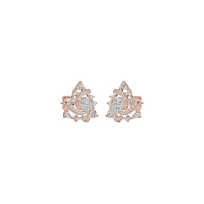 Mini Angles Round Marquise Diamond Stud Earrings 18 KT / Rose Gold