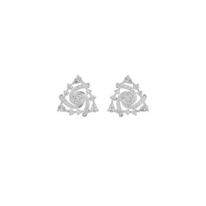 Mini Angles Round Marquise Diamond Stud Earrings 18 KT / White Gold