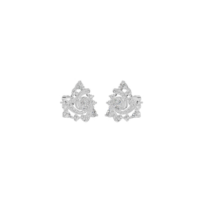 Mini Angles Round Marquise Diamond Stud Earrings 18 KT / White Gold