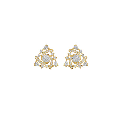 Mini Angles Round Marquise Diamond Stud Earrings 18 KT / Yellow Gold