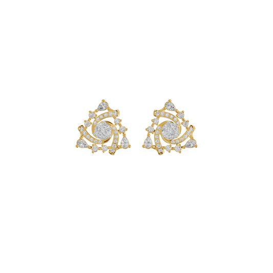 Mini Angles Round Marquise Diamond Stud Earrings 18 KT / Yellow Gold