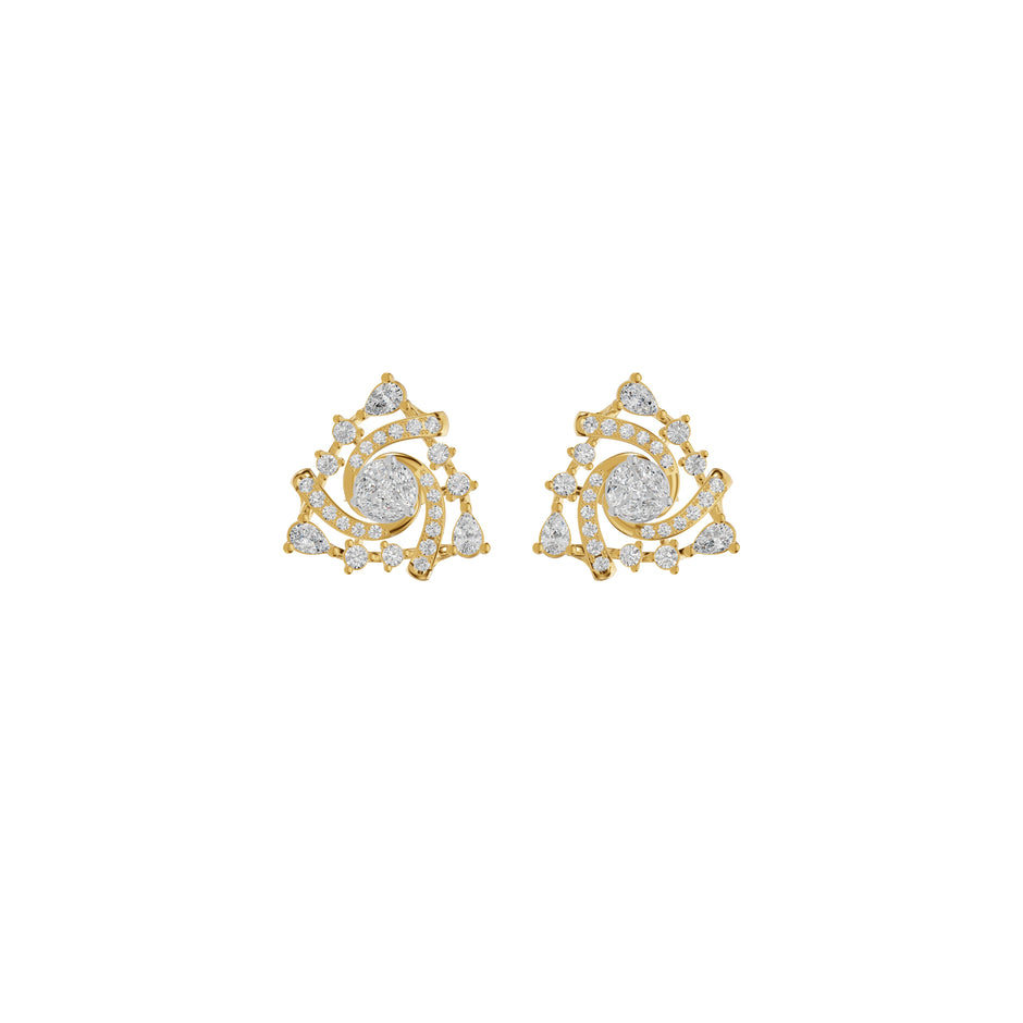 Mini Angles Round Marquise Diamond Stud Earrings 18 KT / Yellow Gold