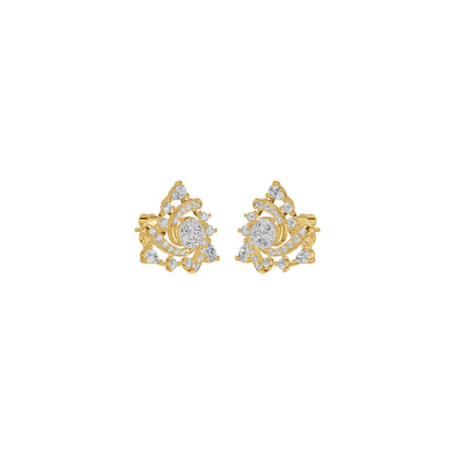 Mini Angles Round Marquise Diamond Stud Earrings 18 KT / Yellow Gold
