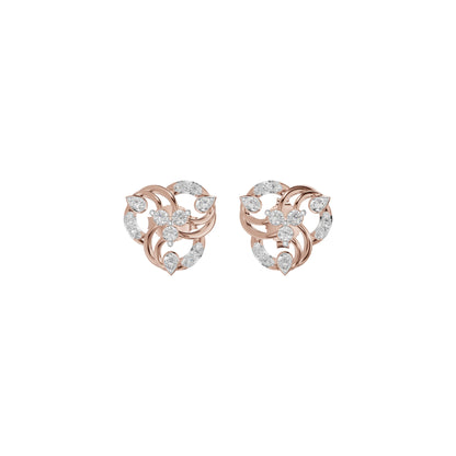 Botanical Round Diamond Stud Earrings 18 KT / Rose Gold