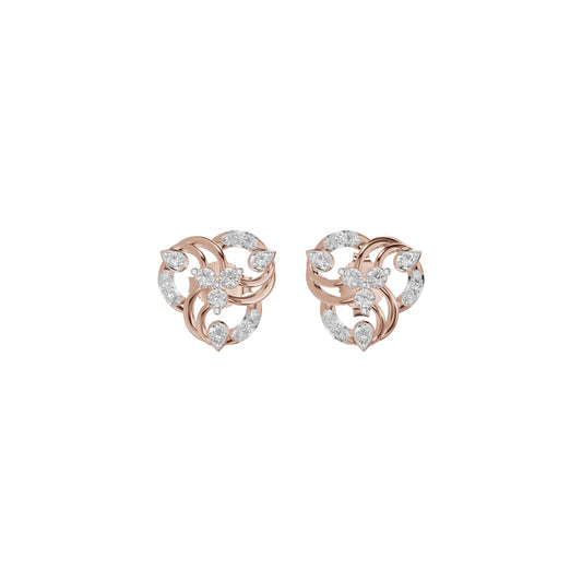 Botanical Round Diamond Stud Earrings 18 KT / Rose Gold