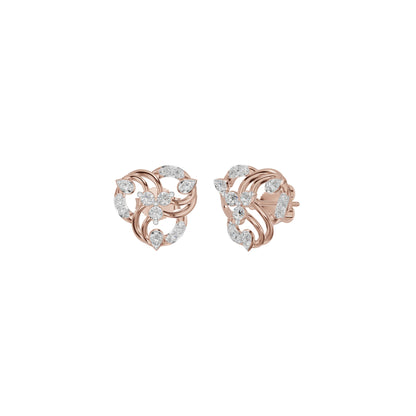 Botanical Round Diamond Stud Earrings 18 KT / Rose Gold