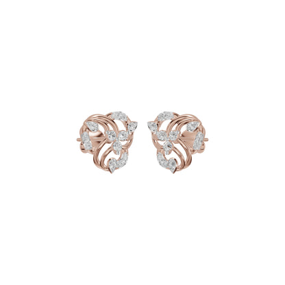 Botanical Round Diamond Stud Earrings 18 KT / Rose Gold