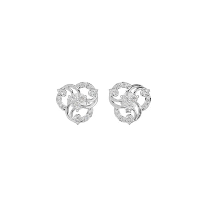 Botanical Round Diamond Stud Earrings 18 KT / White Gold