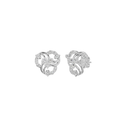 Botanical Round Diamond Stud Earrings 18 KT / White Gold