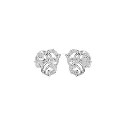 Botanical Round Diamond Stud Earrings 18 KT / White Gold