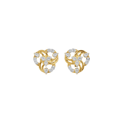 Botanical Round Diamond Stud Earrings 18 KT / Yellow Gold
