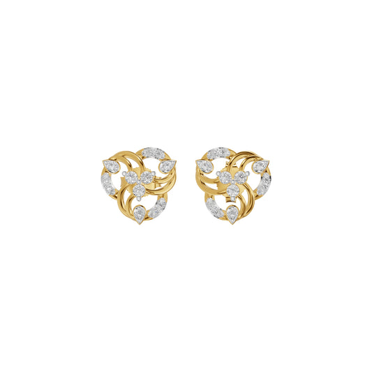 Botanical Round Diamond Stud Earrings 18 KT / Yellow Gold