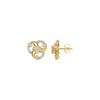 Botanical Round Diamond Stud Earrings 18 KT / Yellow Gold