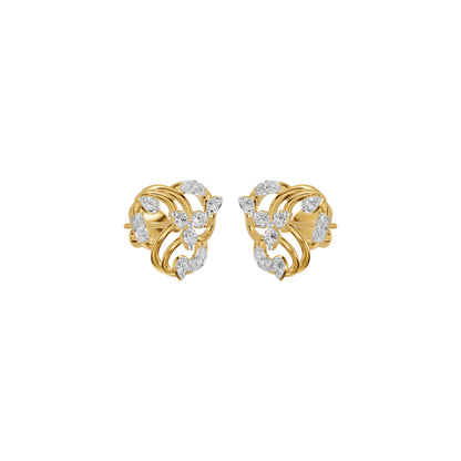 Botanical Round Diamond Stud Earrings 18 KT / Yellow Gold