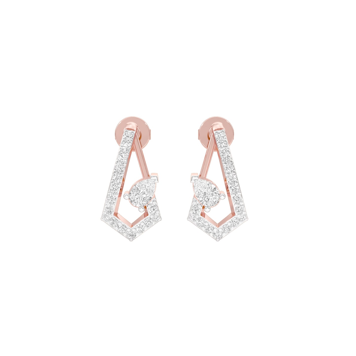 Triangular Pave Diamond Stud Earrings 18 KT / Rose Gold