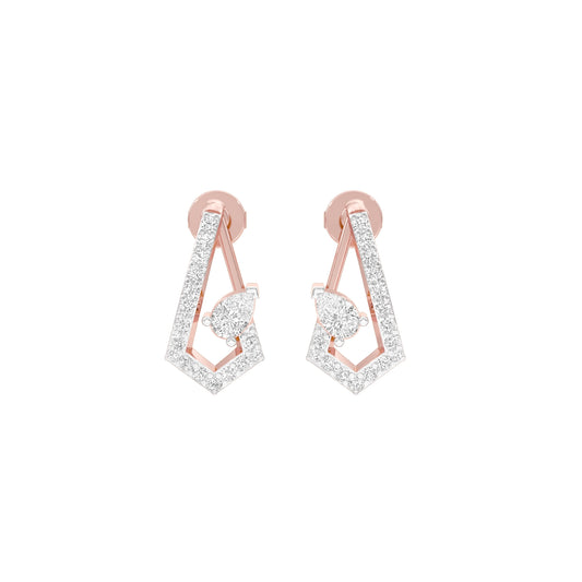 Triangular Pave Diamond Stud Earrings 18 KT / Rose Gold