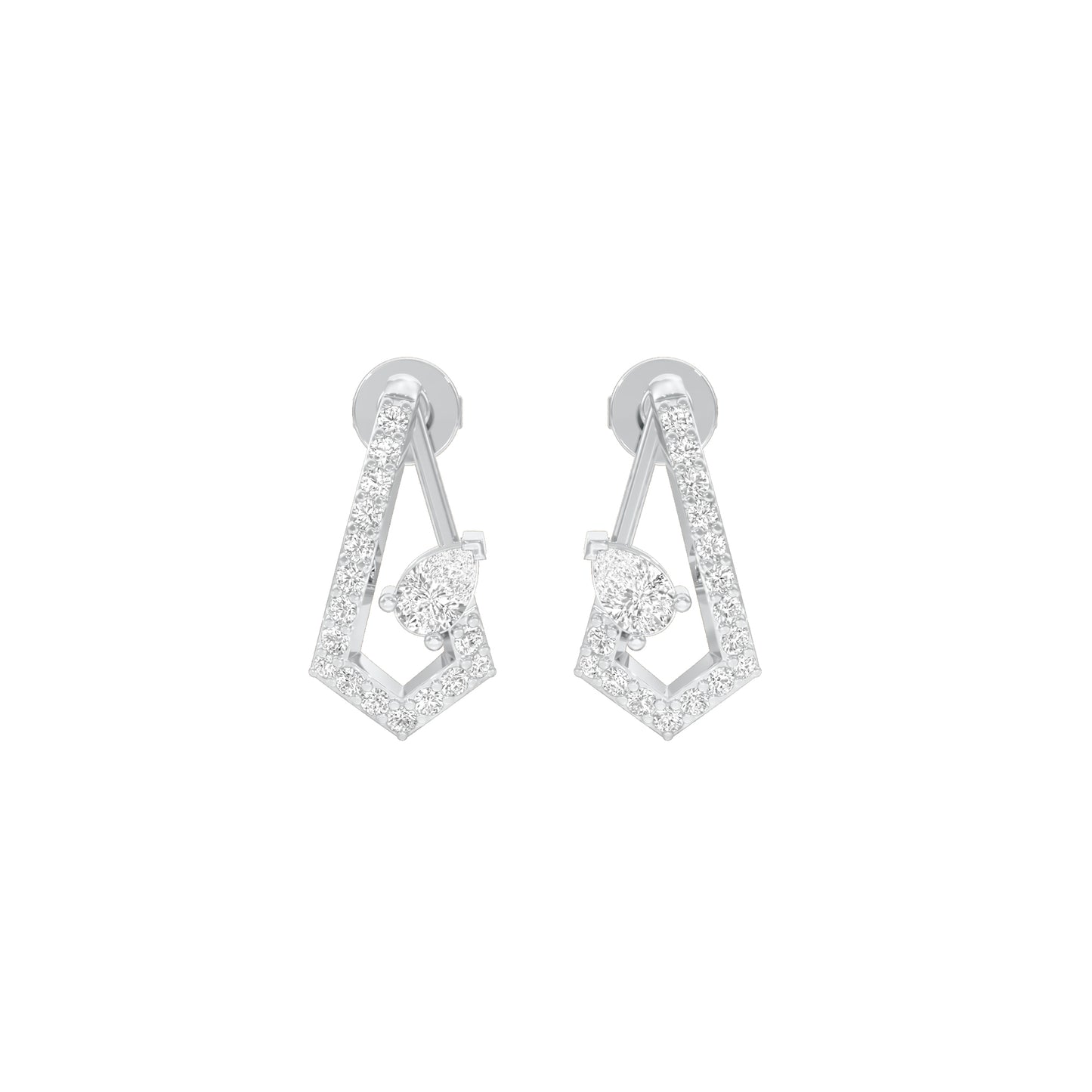 Triangular Pave Diamond Stud Earrings 18 KT / White Gold
