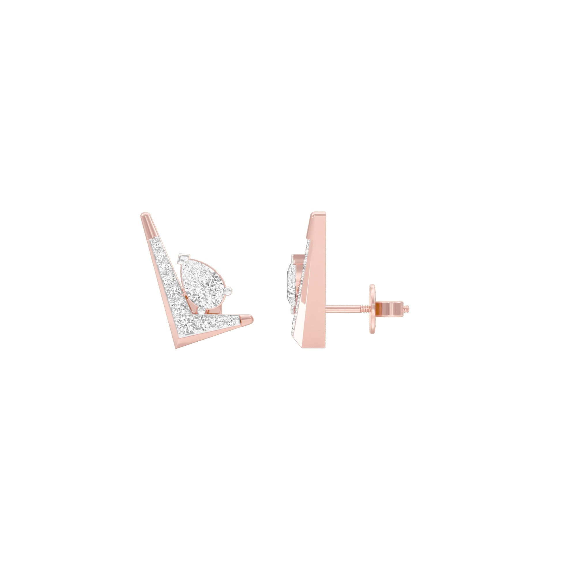 Limelight Curve Diamond Stud Earrings 18 KT / Rose Gold
