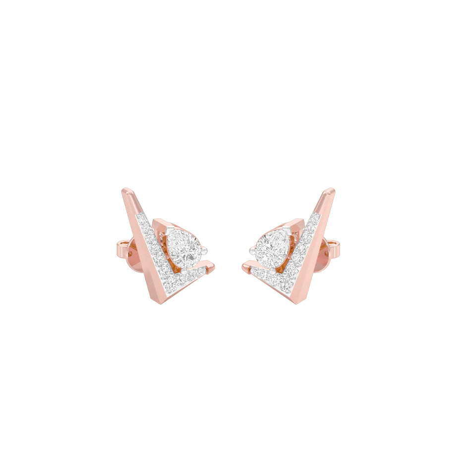 Limelight Curve Diamond Stud Earrings 18 KT / Rose Gold