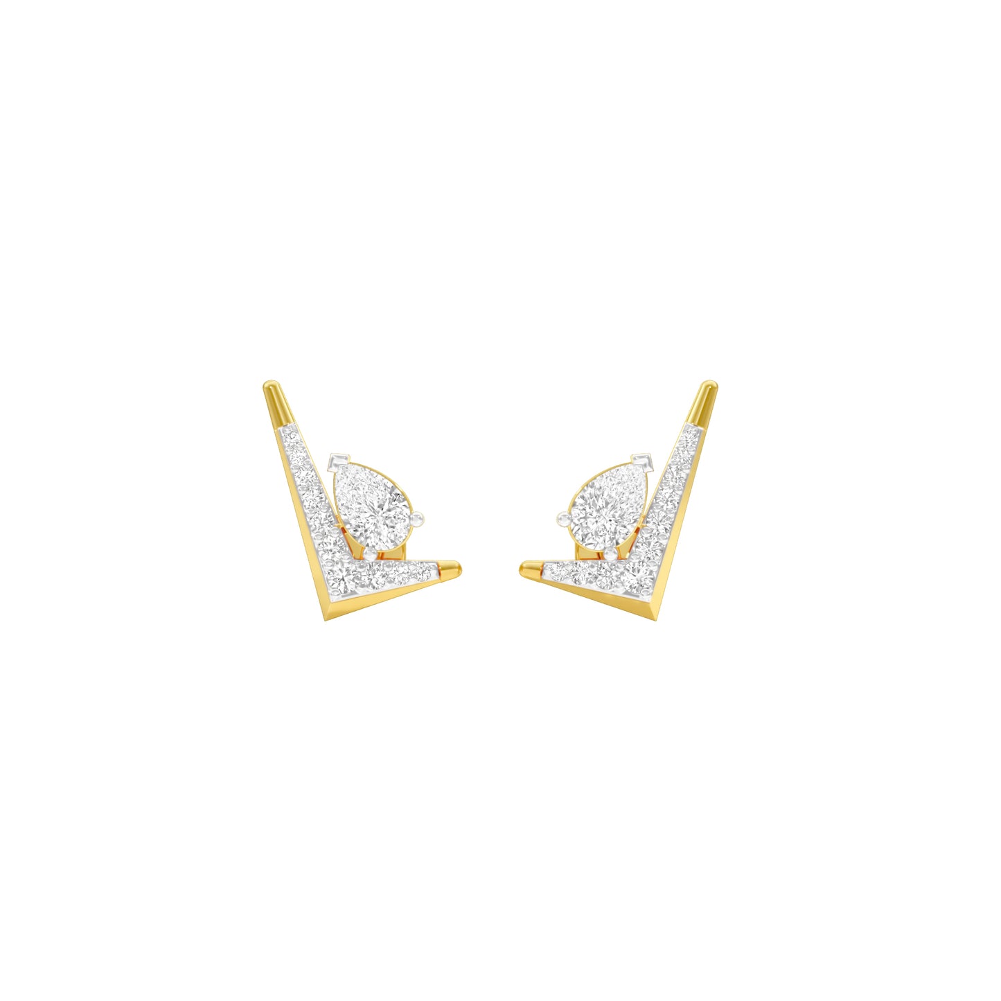 Limelight Curve Diamond Stud Earrings 18 KT / Yellow Gold