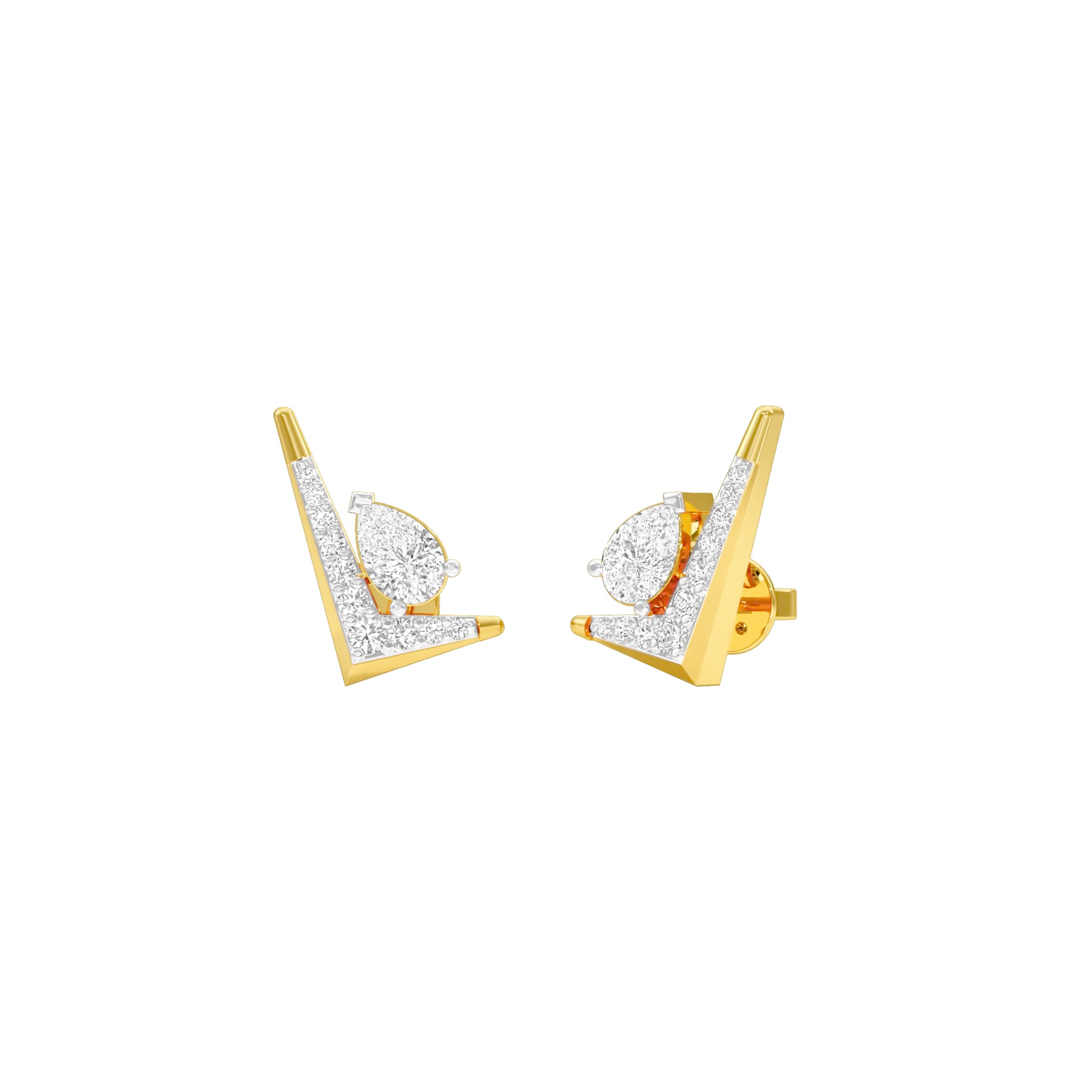 Limelight Curve Diamond Stud Earrings 18 KT / Yellow Gold