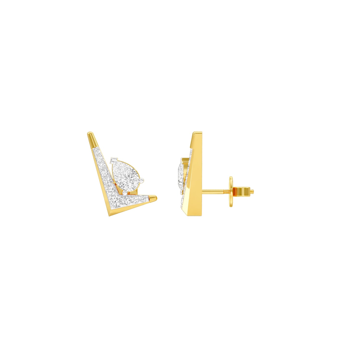 Limelight Curve Diamond Stud Earrings 18 KT / Yellow Gold