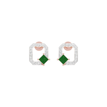 Quadrangle Glam Diamond Stud Earrings 9 KT / Rose Gold