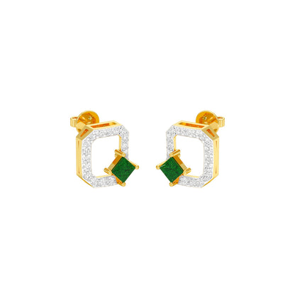Quadrangle Glam Diamond Stud Earrings 9 KT / Yellow Gold